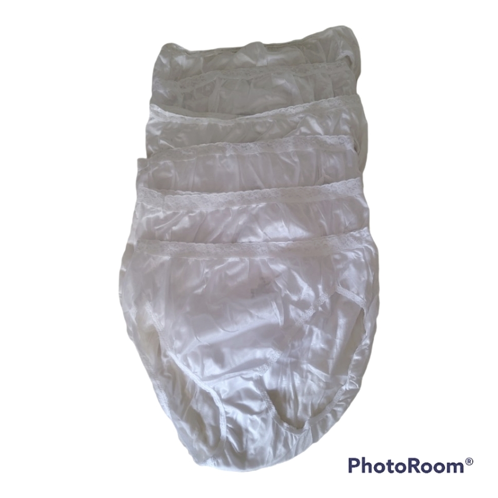 Whte nylon panties, size 10, six pair, new